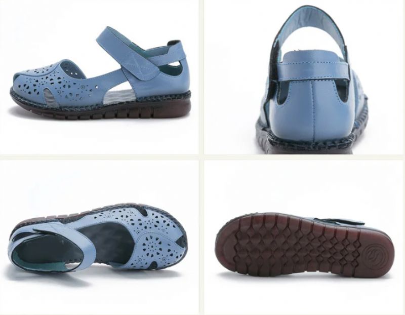 Erma Dames Platte Schoenen Sandaal - Blauw