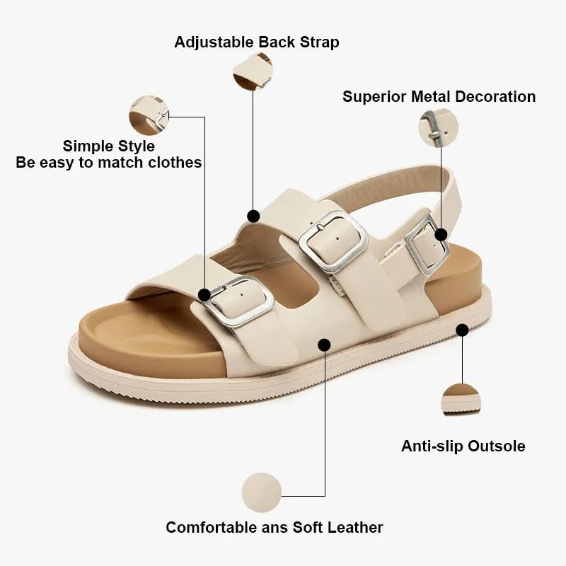 Erminia Dames Platte Sandaal - Beige