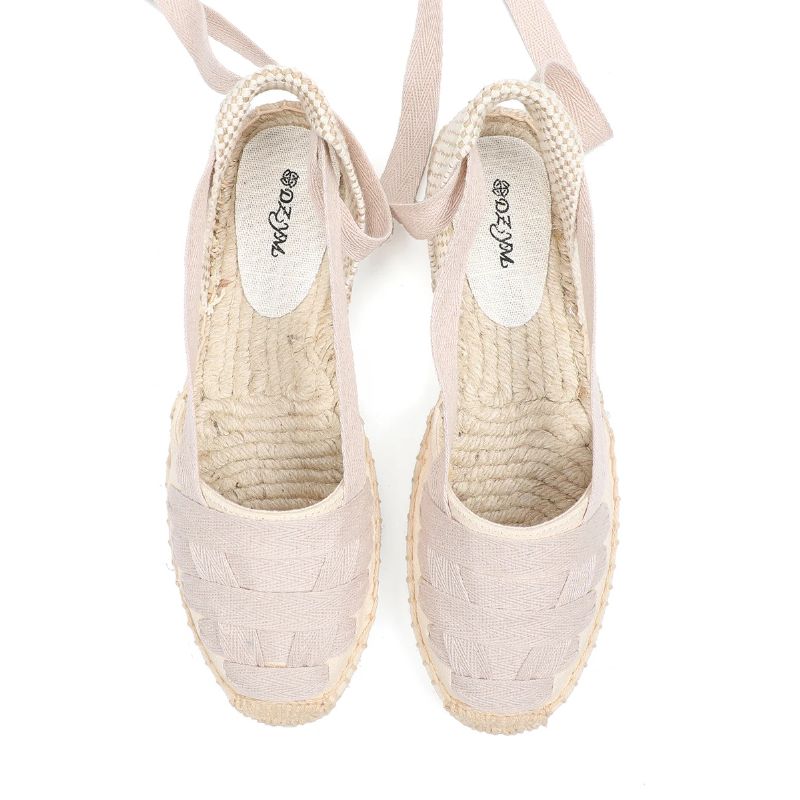Estela Dames Enkelband Platte Espadrilles - Geel