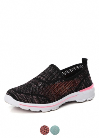 Estelita Dames Slip-on Ademend Mesh Zomer Mode Platte Zwarte Schoenen