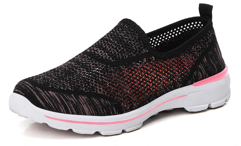 Estelita Dames Slip-on Ademend Mesh Zomer Mode Platte Zwarte Schoenen - Zwart Rood