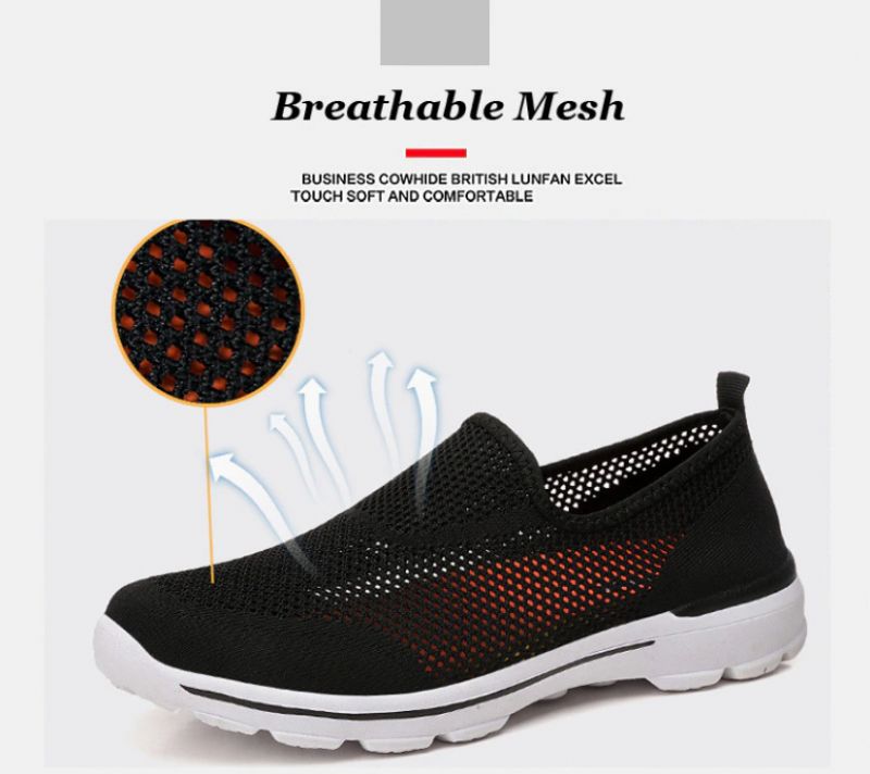 Estelita Dames Slip-on Ademend Mesh Zomer Mode Platte Zwarte Schoenen - Zwart Rood