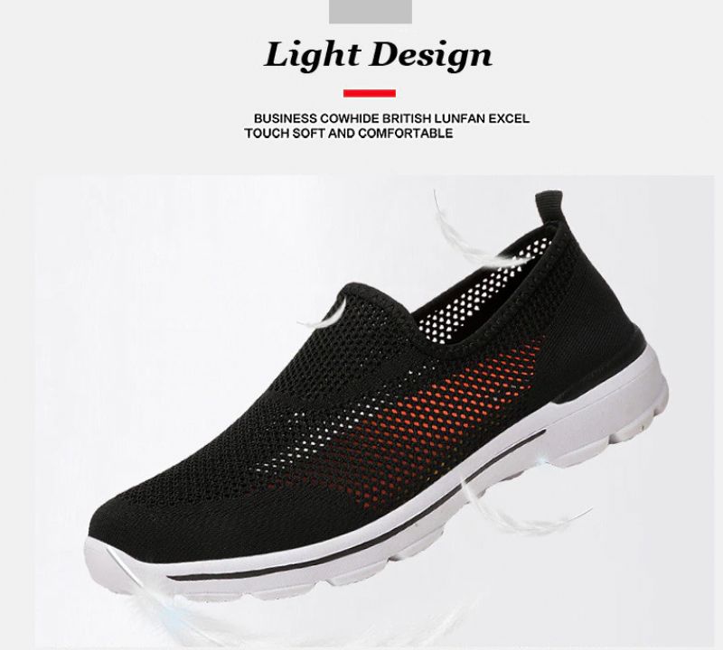 Estelita Dames Slip-on Ademend Mesh Zomer Mode Platte Zwarte Schoenen - Zwart Rood