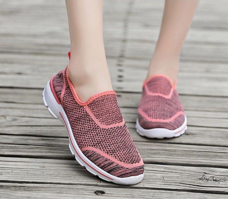 Estelita Dames Slip-on Ademend Mesh Zomer Mode Platte Zwarte Schoenen - Zwart Rood