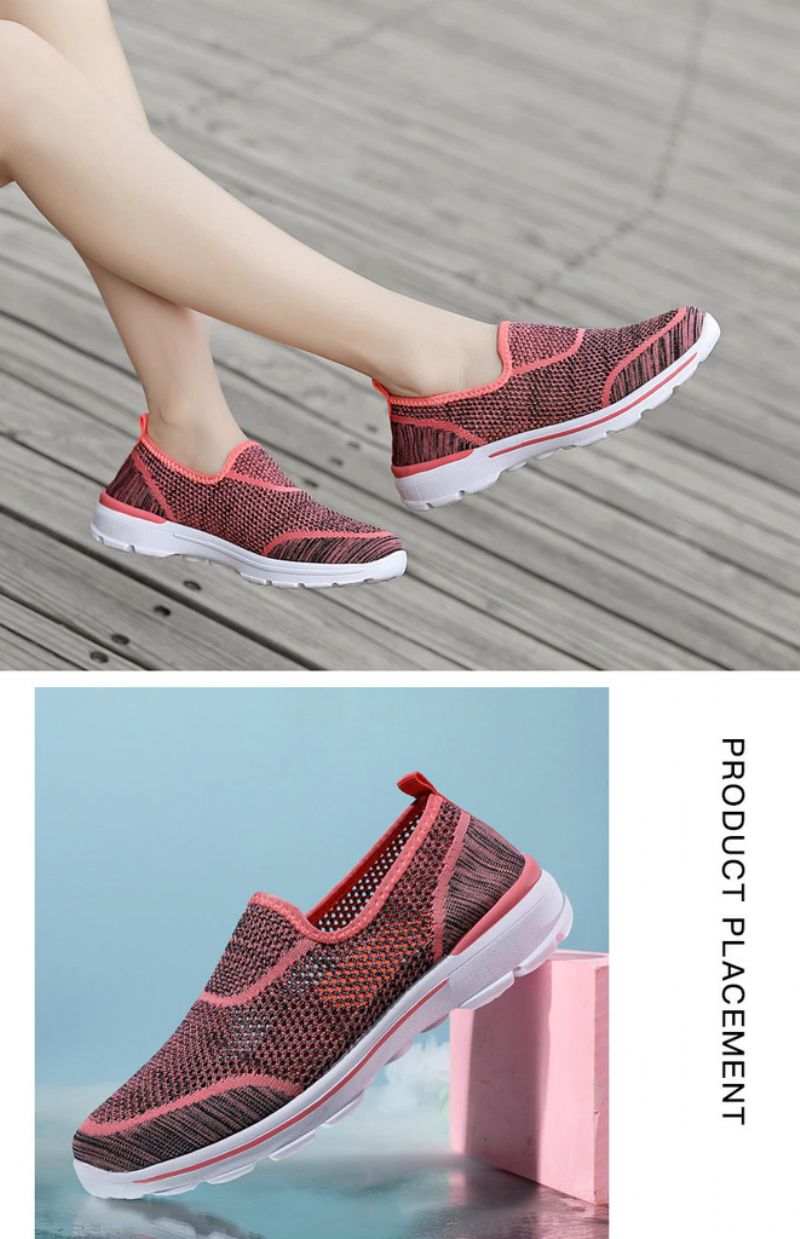 Estelita Dames Slip-on Ademend Mesh Zomer Mode Platte Zwarte Schoenen - Zwart Rood