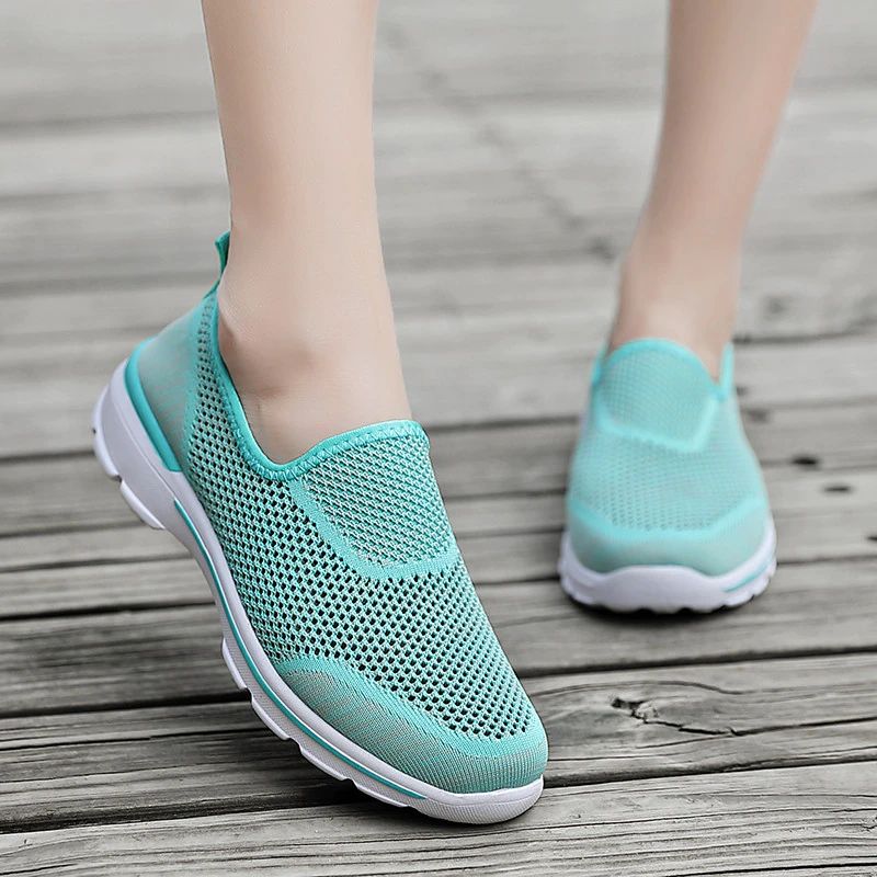 Estelita Dames Slip-on Ademend Mesh Zomer Mode Platte Zwarte Schoenen - Zwart Rood