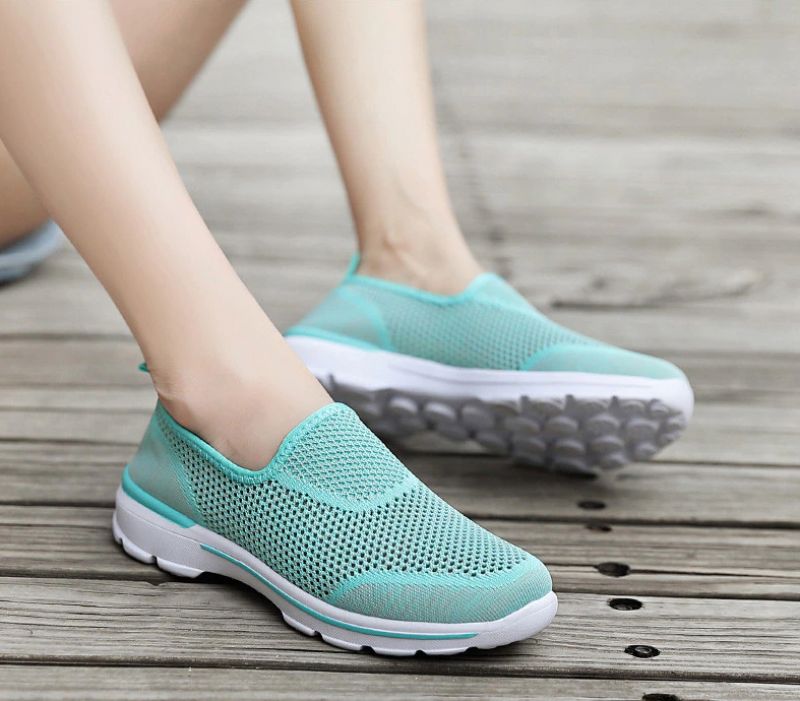 Estelita Dames Slip-on Ademend Mesh Zomer Mode Platte Zwarte Schoenen - Zwart Rood