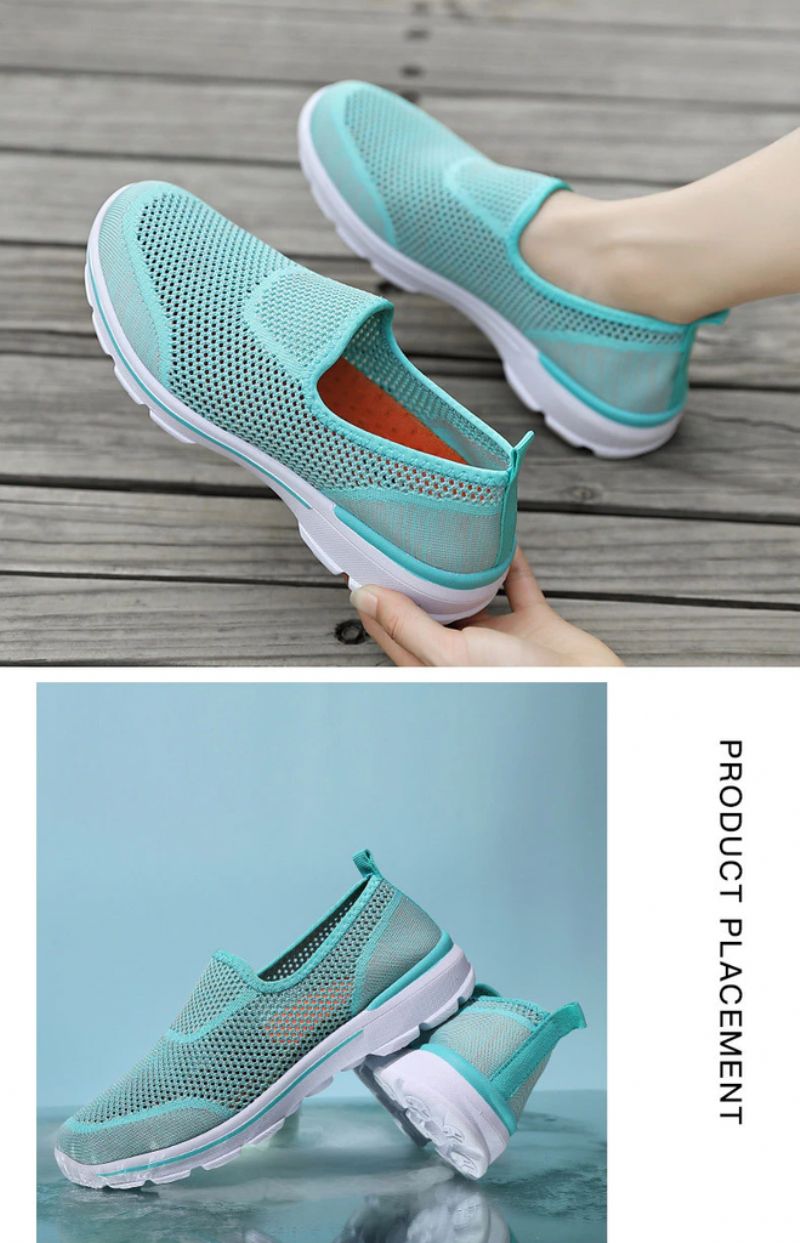 Estelita Dames Slip-on Ademend Mesh Zomer Mode Platte Zwarte Schoenen - Zwart Rood