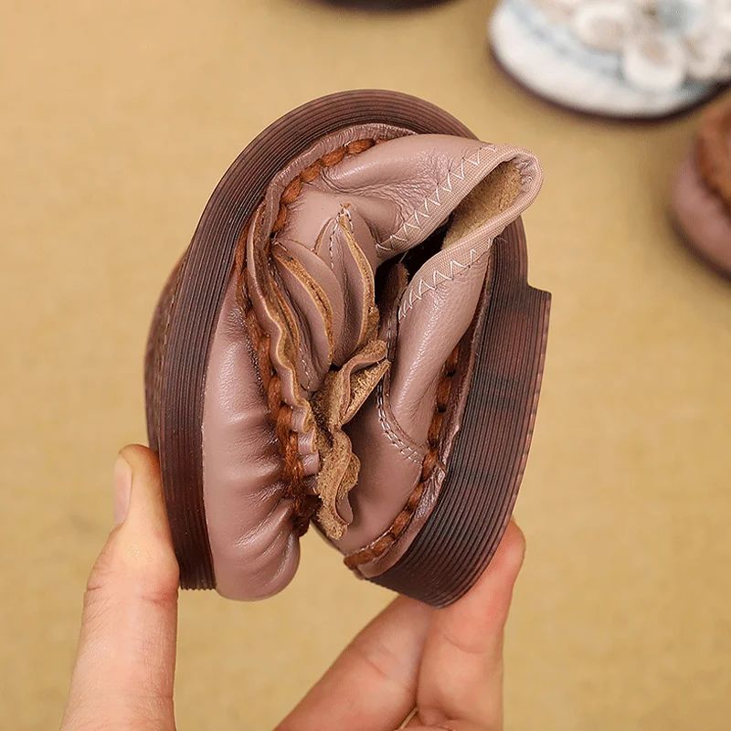 Estelita Damesleren Platte Schoenen - Zwart