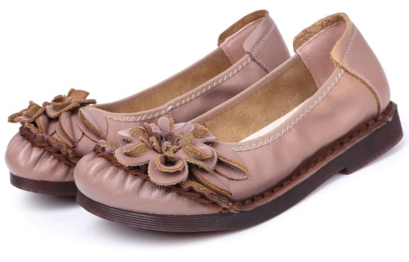 Estelita Damesleren Platte Schoenen - Zwart