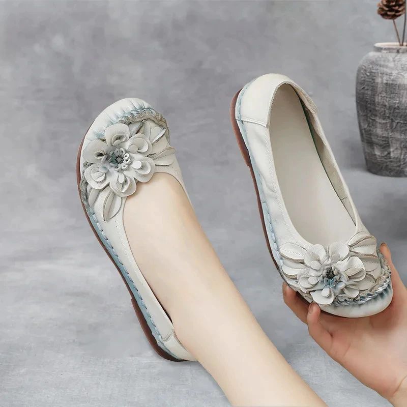 Estelita Damesleren Platte Schoenen - Zwart