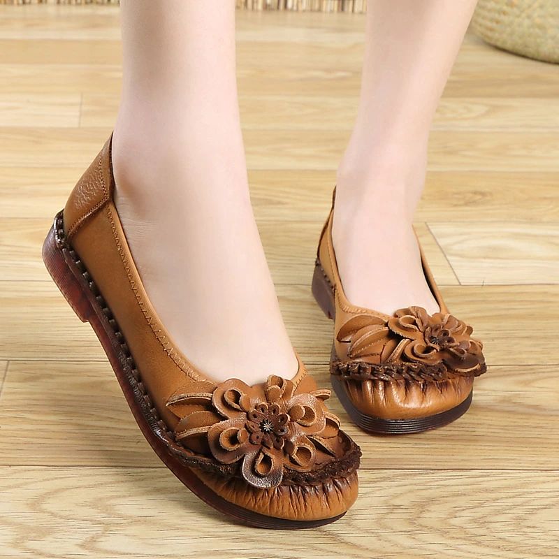 Estelita Damesleren Platte Schoenen - Zwart