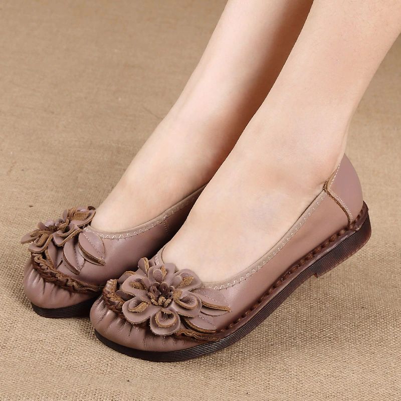 Estelita Damesleren Platte Schoenen - Zwart