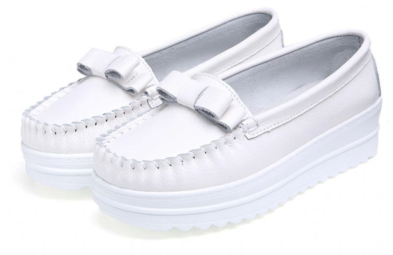 Esther Dames Comfortabele Leren Loafer Schoenen - Wit 1
