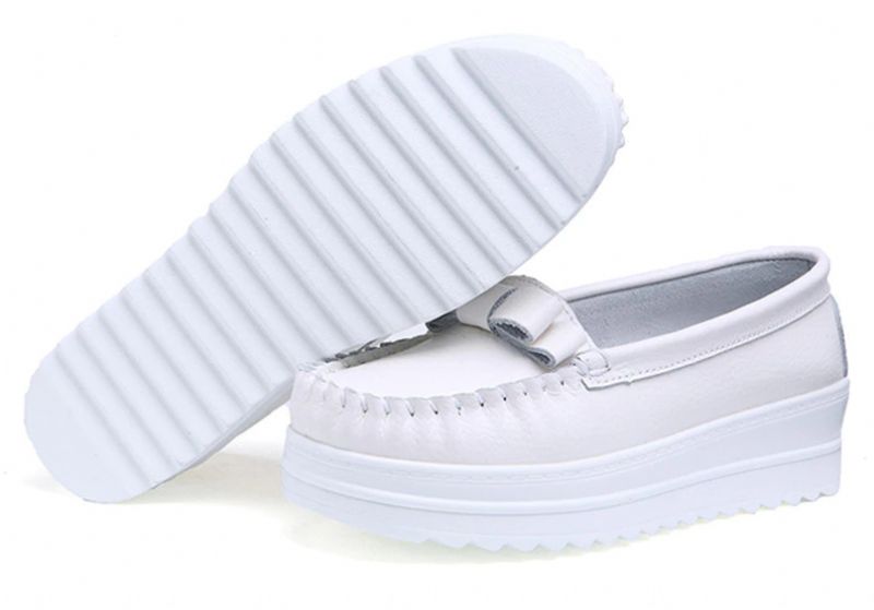 Esther Dames Comfortabele Leren Loafer Schoenen - Wit 1