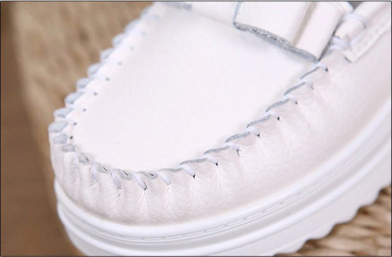 Esther Dames Comfortabele Leren Loafer Schoenen - Wit 1