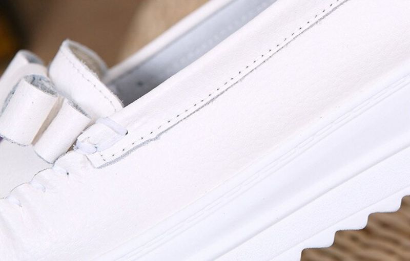 Esther Dames Comfortabele Leren Loafer Schoenen - Wit 1