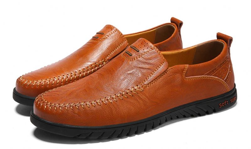 Euder Heren Loafers Casual Schoenen - Oranje