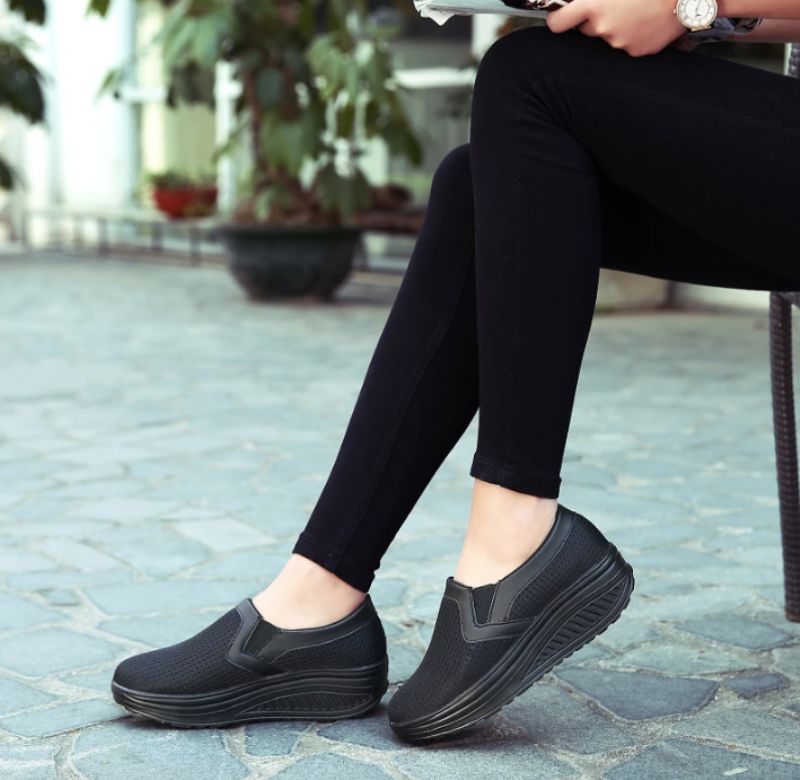 Eva Dames Mesh Platform Schoenen - Grijs