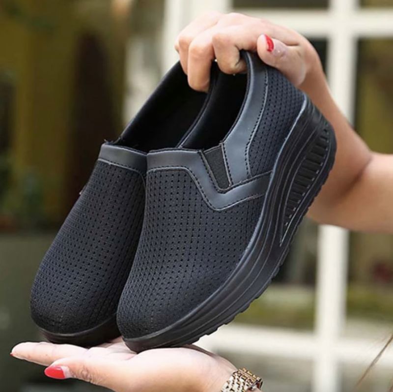 Eva Dames Mesh Platform Schoenen - Grijs