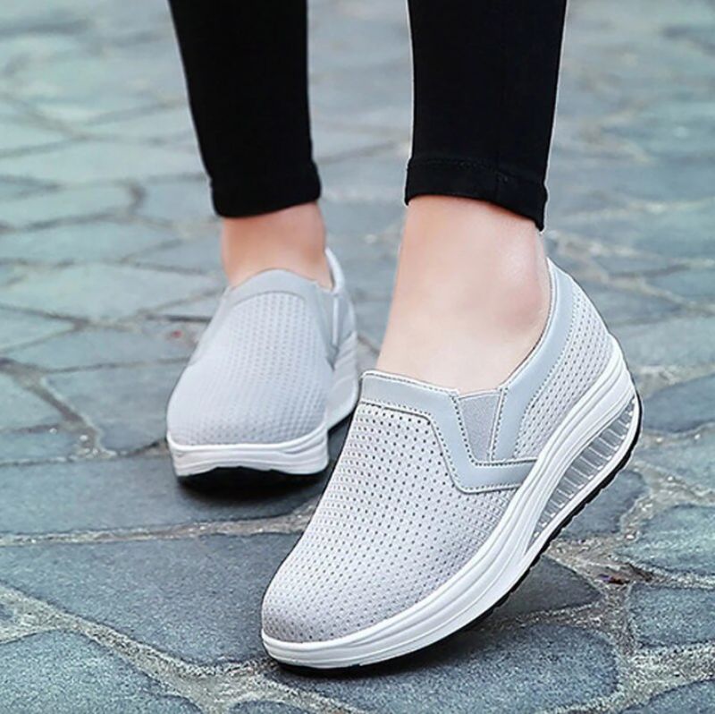 Eva Dames Mesh Platform Schoenen - Grijs