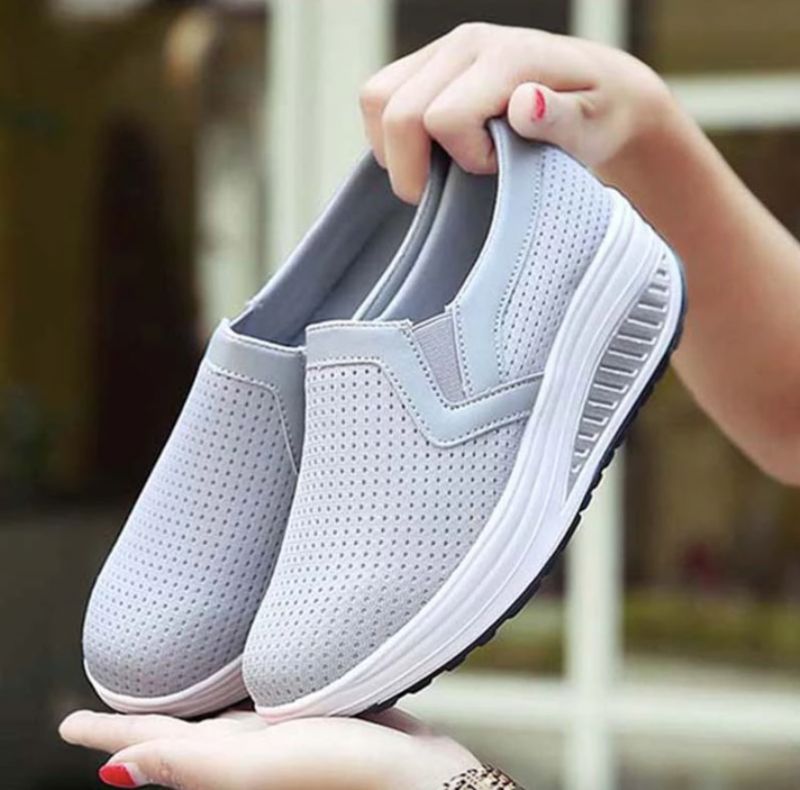 Eva Dames Mesh Platform Schoenen - Grijs