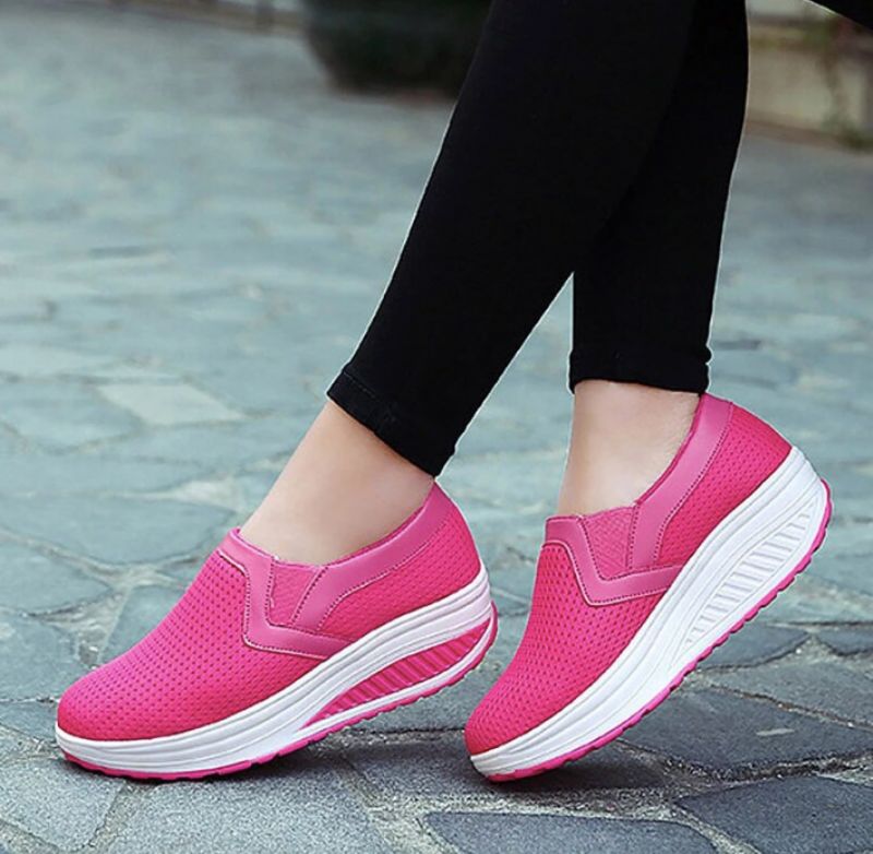 Eva Dames Mesh Platform Schoenen - Grijs