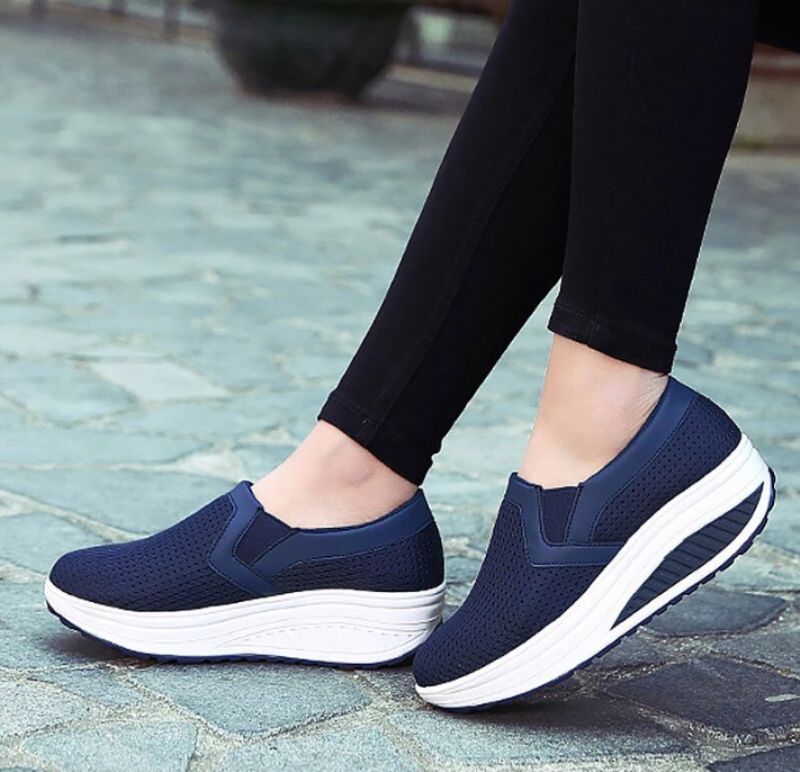 Eva Dames Mesh Platform Schoenen - Grijs