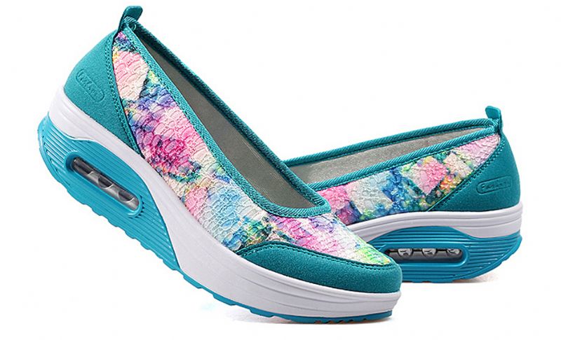 Eva Dames Multicolor Platform - Groen