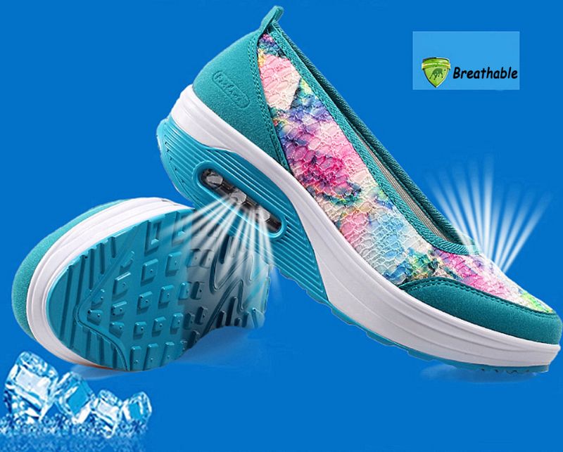 Eva Dames Multicolor Platform - Groen