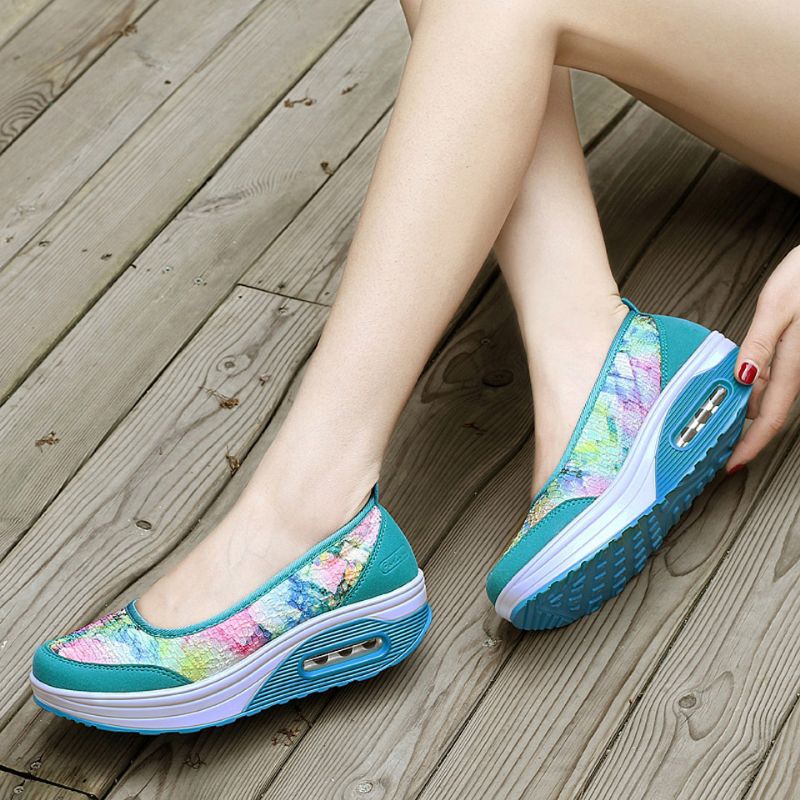 Eva Dames Multicolor Platform - Groen