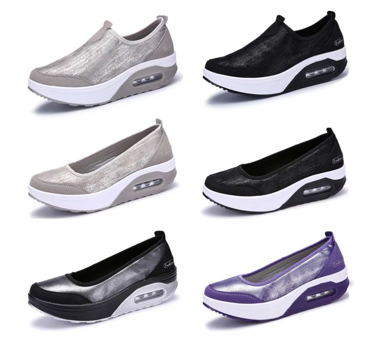 Eva Dames Platte Platform - Zwart