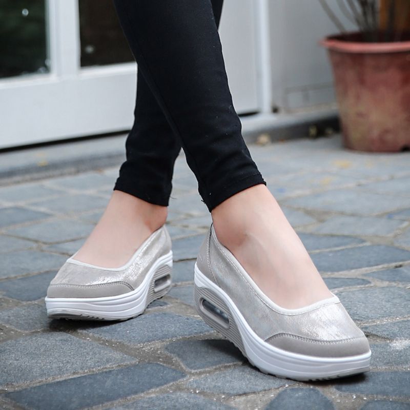 Eva Dames Platte Platform - Zwart