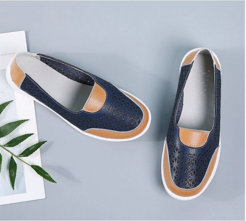 Evania Dames Anti Slip Loafers - Blauw