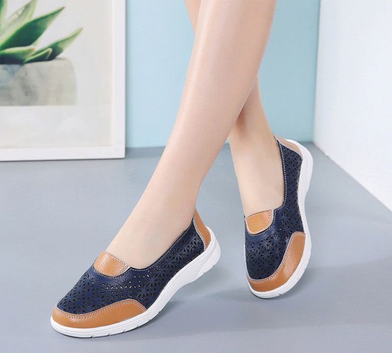 Evania Dames Anti Slip Loafers - Blauw