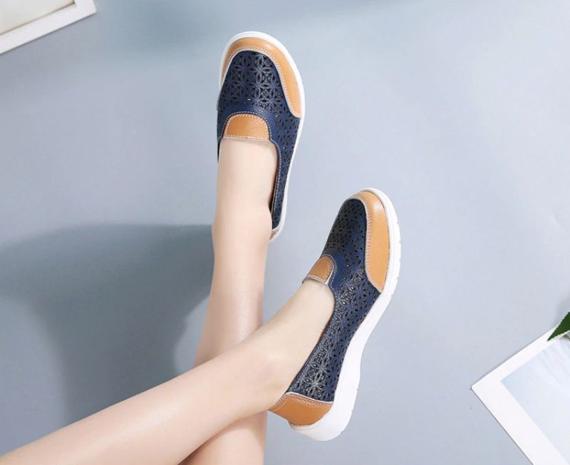 Evania Dames Anti Slip Loafers - Blauw