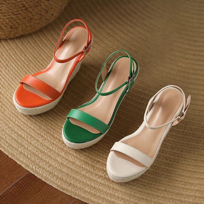 Evolet Dames Wedges Sandaal - Beige