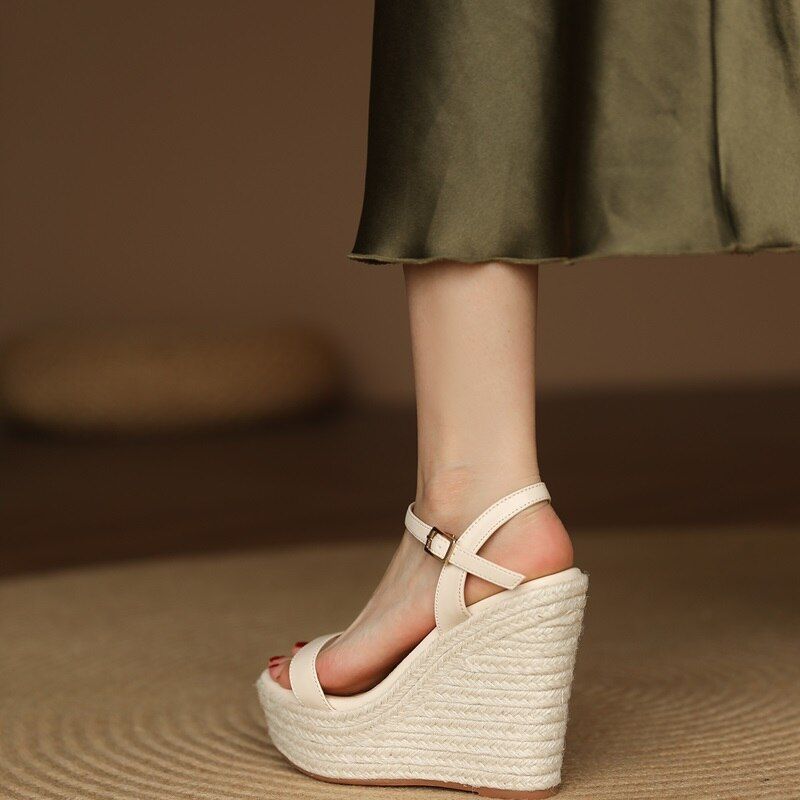 Evolet Dames Wedges Sandaal - Beige