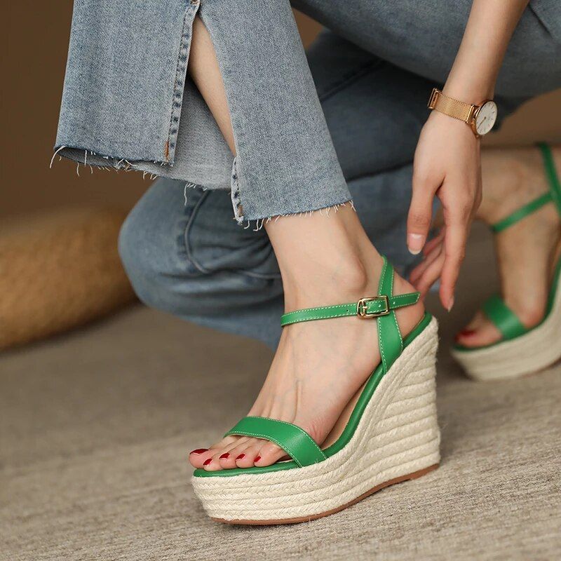 Evolet Dames Wedges Sandaal - Beige