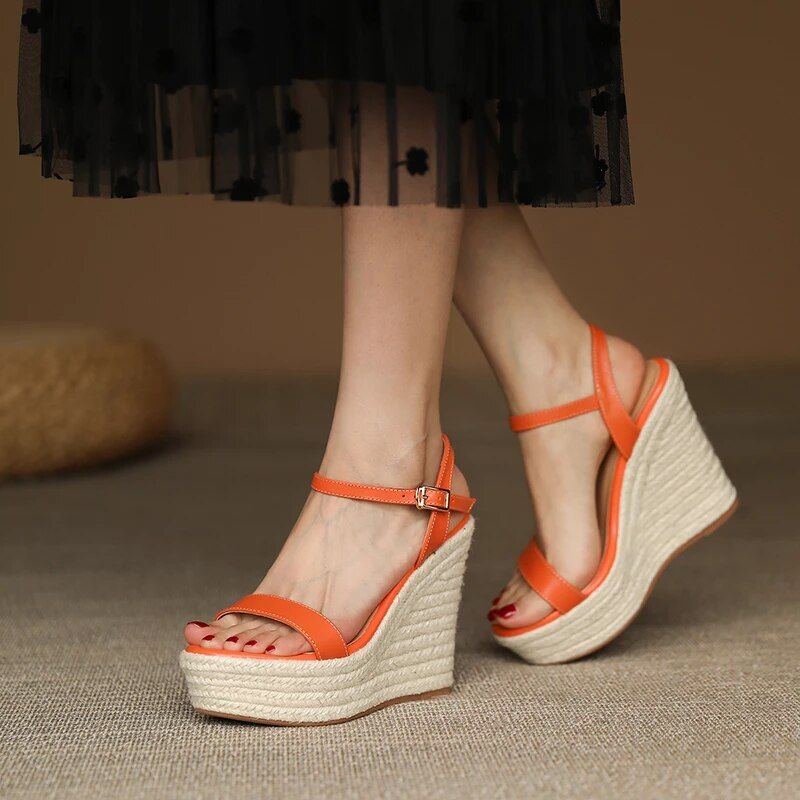 Evolet Dames Wedges Sandaal - Beige