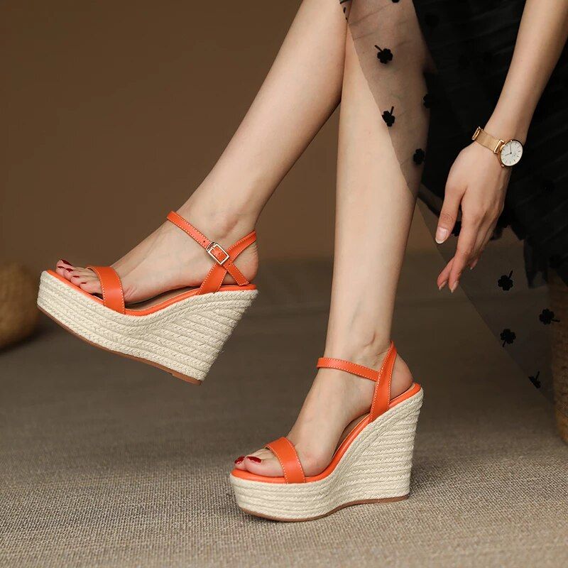 Evolet Dames Wedges Sandaal - Beige