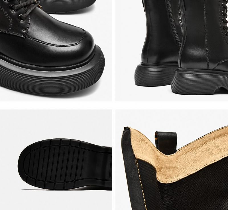 Faiva Leren Platform Laarzen Voor Dames - Zwart