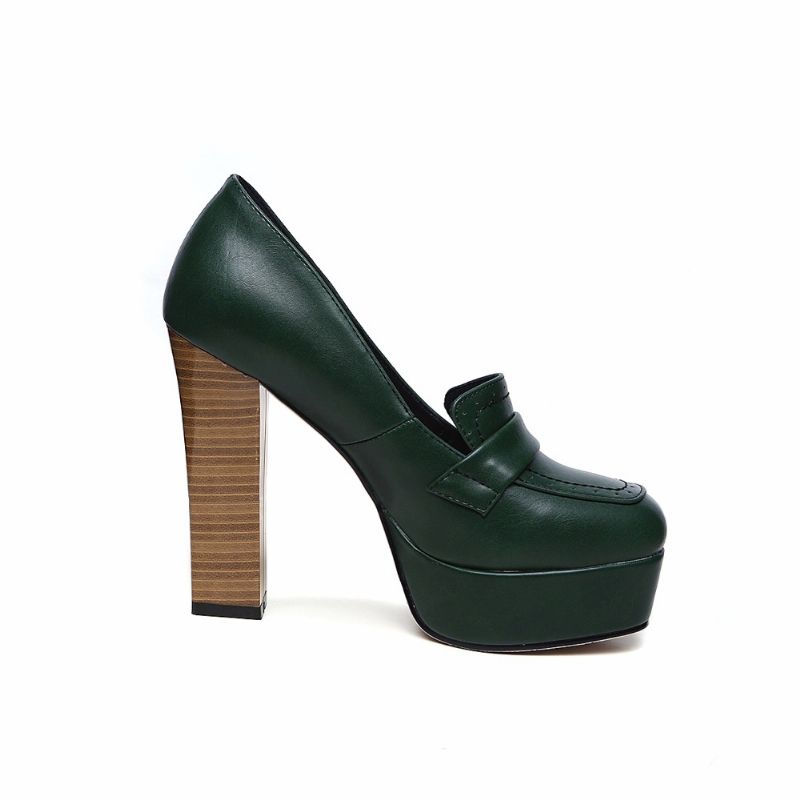 Fausta Dames Hoge Hakken Pump Schoenen - Groen