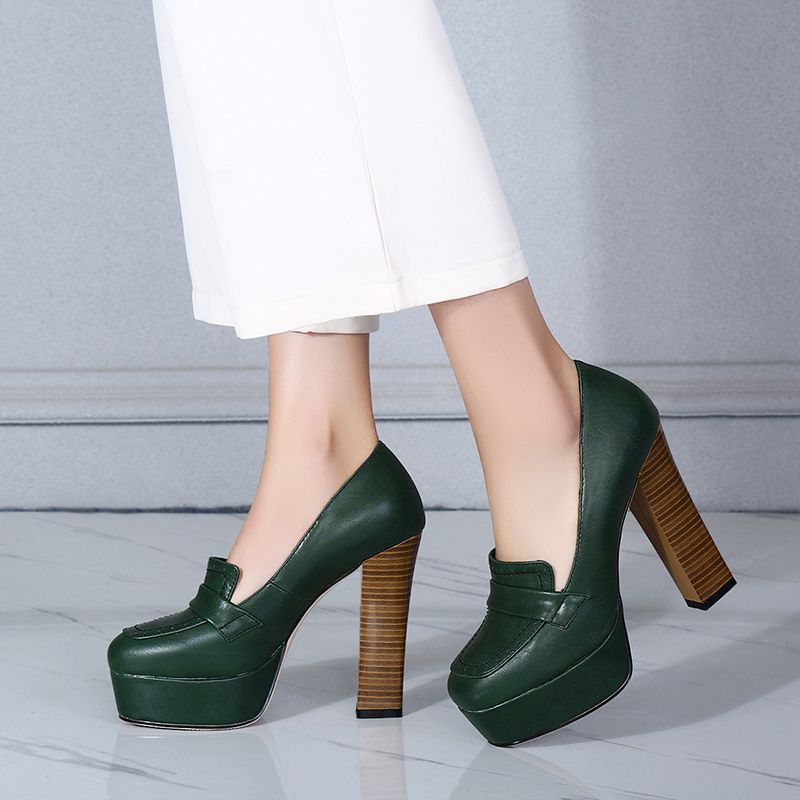 Fausta Dames Hoge Hakken Pump Schoenen - Groen