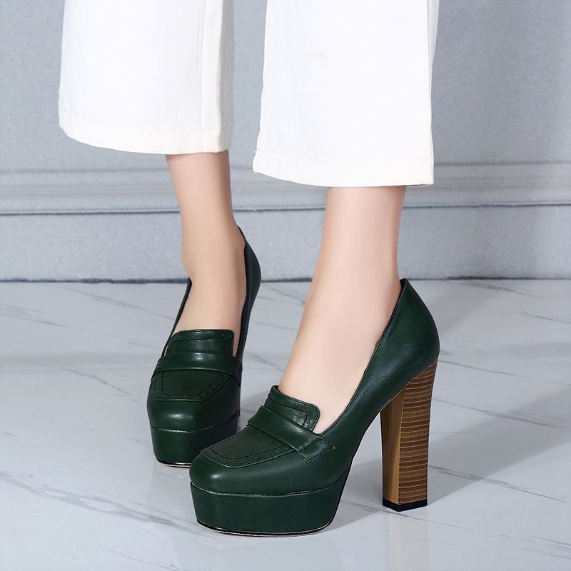 Fausta Dames Hoge Hakken Pump Schoenen - Groen
