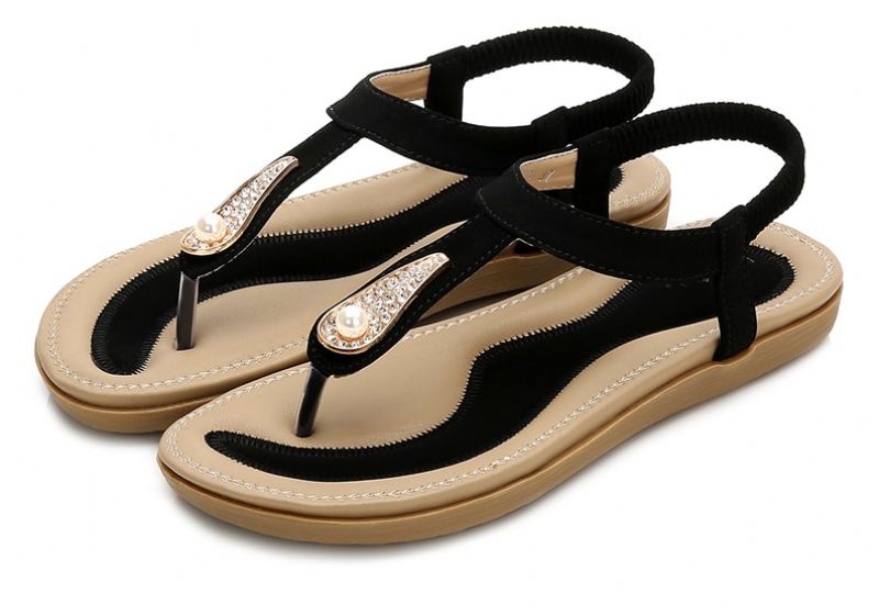 Fegali Dames Platte Sandaal Elastische Band - Blauw