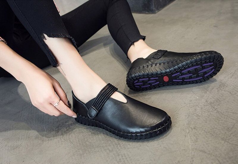 Felipa Dames Platte Leren Loafer Schoenen - Geel