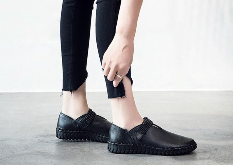 Felipa Dames Platte Leren Loafer Schoenen - Geel