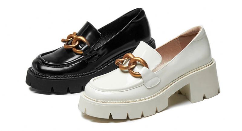 Fernanda Ronde Neus Platform Oxford Zwarte Schoenen - Zwart
