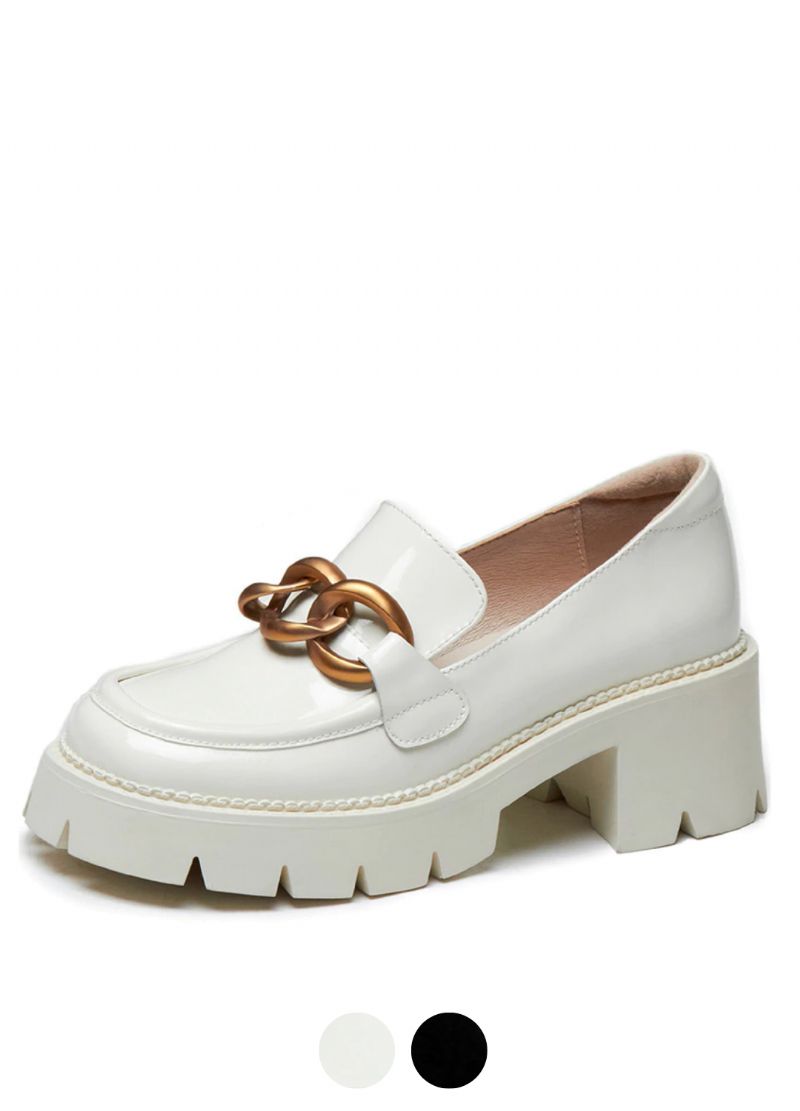 Fernanda Vrouwen Ronde Neus Platform Oxford Schoenen